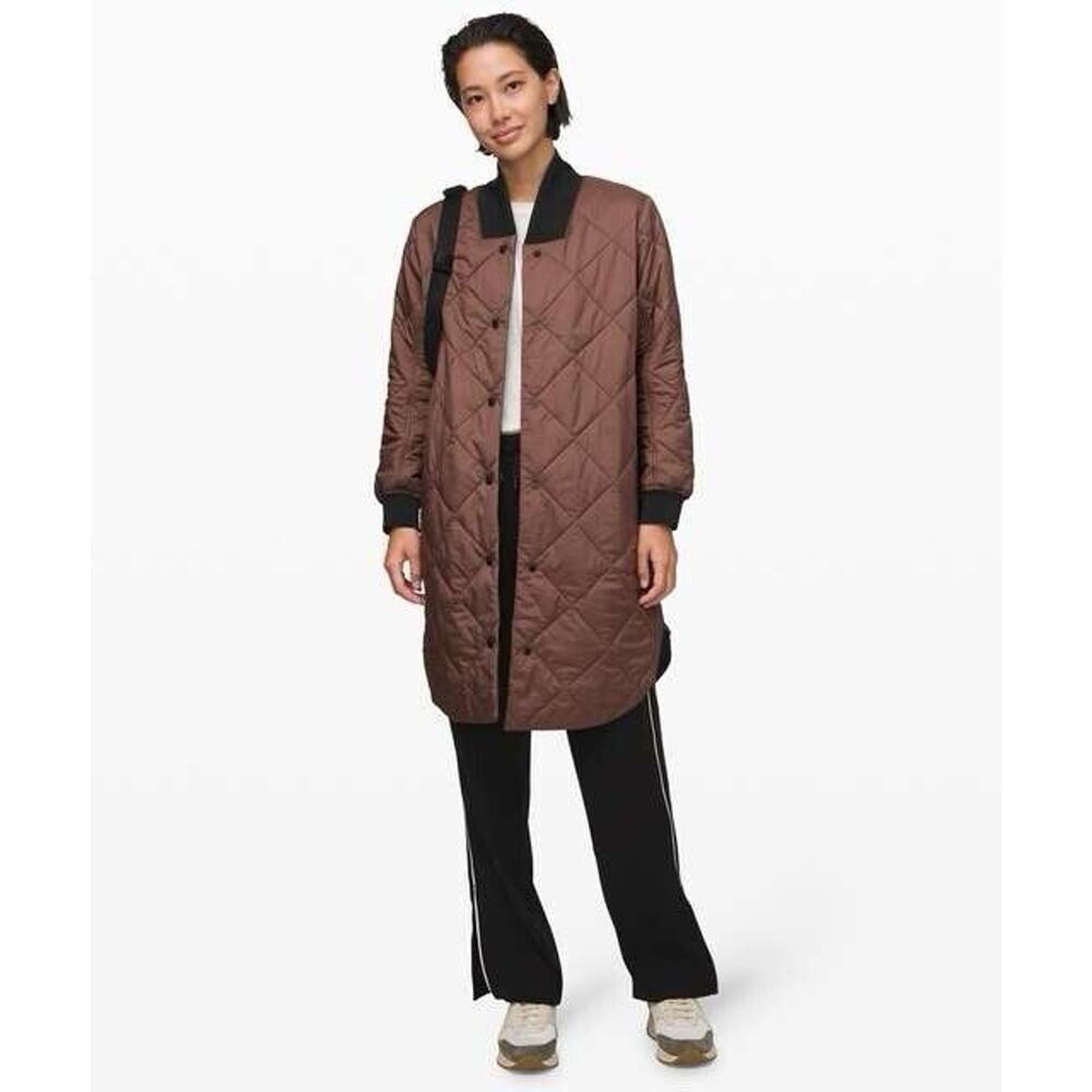 lululemon athletica Brown Quilted Puffer Coat
